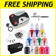 Portable Nail Airbrush Kit with 12 Paints  Stencils