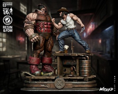3D Printed Fan Art Logan VS Juggernaut Comic Version Diorama by Wicked3d