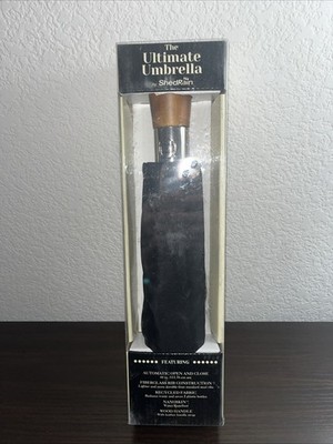 The Ultimate Umbrella By Shed Rain Black Auto Open Wood Handle Recycled Fabric