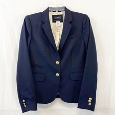 J Crew Schoolboy Wool Blazer Blue Gold-tone 2- Buttons Long Sleeves