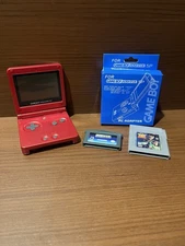 Nintendo Game Boy Advance SP AGS-001 Flame Red Orange W/2 Games Charger Working