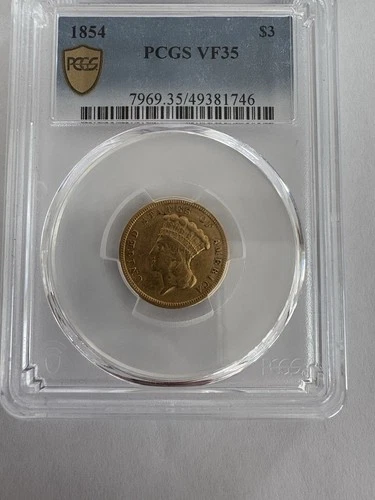 1854 $3 Gold Indian princess Head PCGS VF 35
