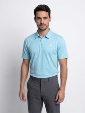 adidas Men's Blue Lightweight Golf Polo Shirt L Solid Logo Short Sleeve