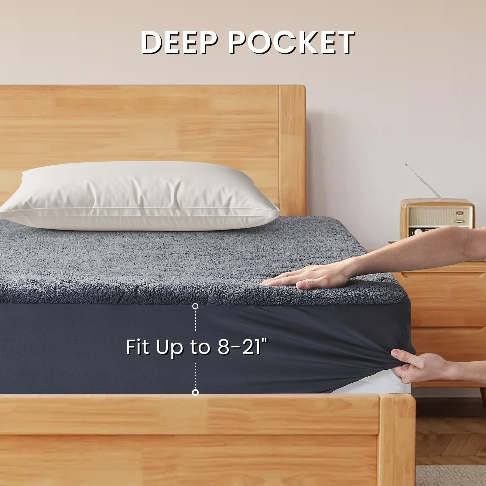 Queen Size Heated Mattress Pad Sherpa Electric Mattress Pads Electric Bed War...