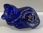 Fenton Special Order 2007 Indigo Blue Cat Hand Painted and Signed “Star Light”