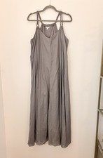 Garnet Hill Goddess Dress Long Sleeveless Cotton Taupe Gray Flowing Women’s XL