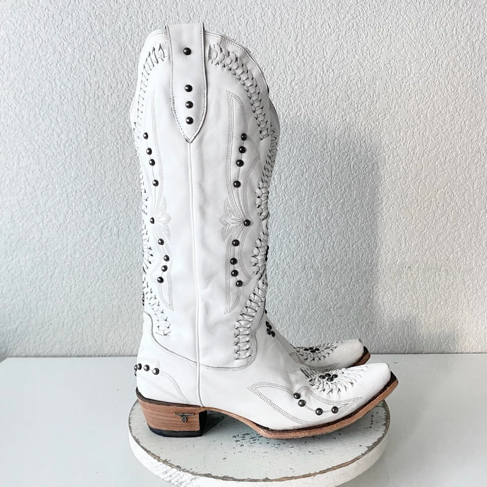 Botas de vaquero blancas Lane COSSETTE 11 vaquera occidental media pantorrilla punta Foto 2 de 4