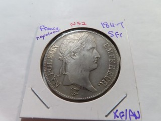 RN52 France Napoleon 1811 T Silver 5 Francs XF/AU