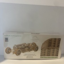 UGEARS U-9 Grand Prix Car Mechanical Wooden Model Kit Unassembled