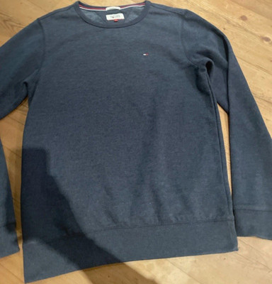 Tommy Hilfiger Pullover Unisex M dunkelblau Rundhals Feinstrick Langarm Logo