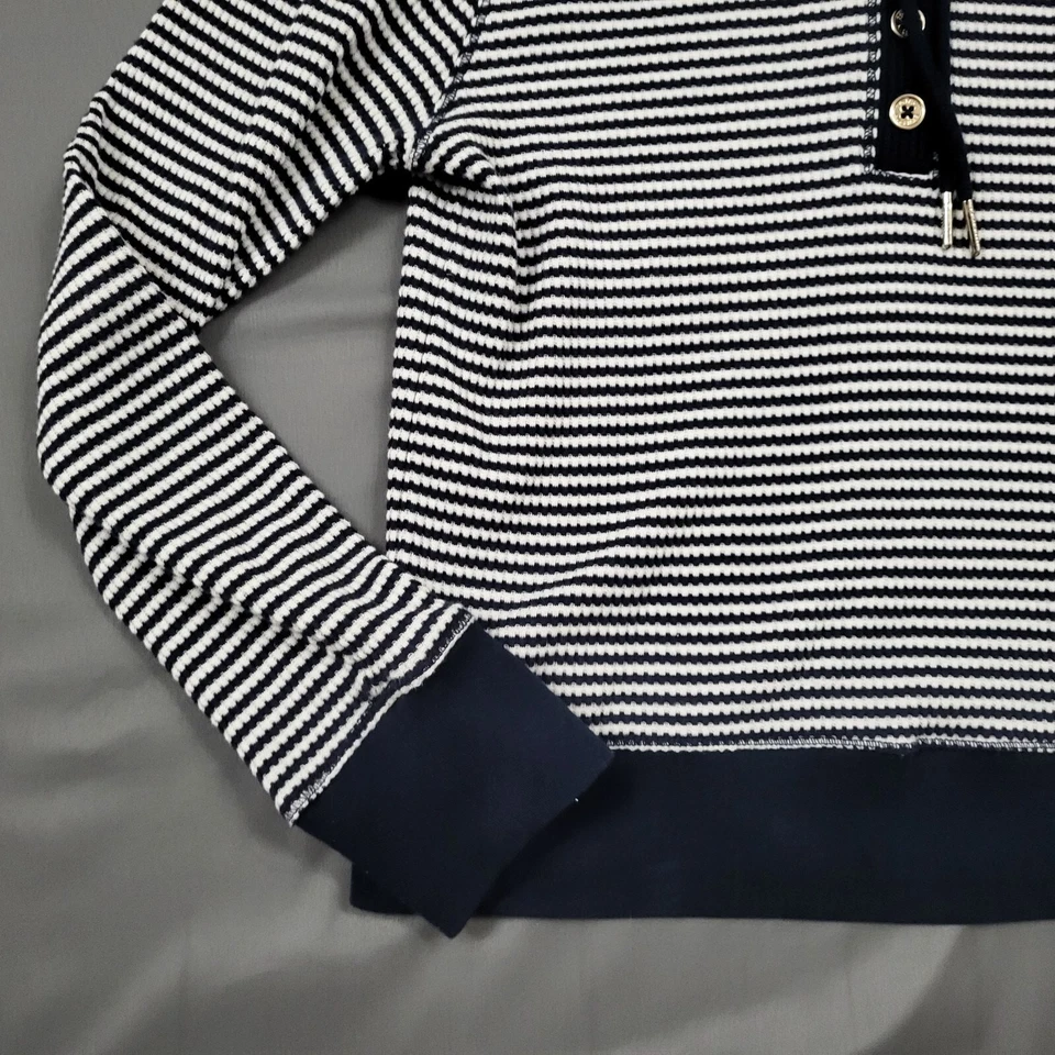 Tommy Hilfiger Suéter Mujer M Manga Larga Pullover Con Capucha Tejido Rayas Azul Foto 3 de 4
