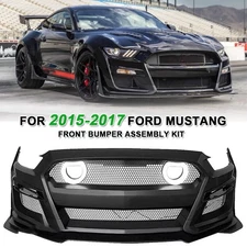 Front Bumper Kit LED Grille For 2015-2017 Ford Mustang Upgrade GT500 Style US