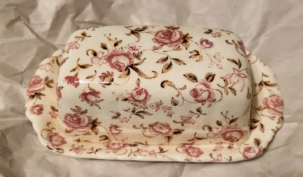 Vintage Nasco Rose Garden Lidded Butter Dish Pink Flowers & White Creme Japan
Opens in a new window