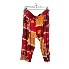 Vintage Jams World Boho Cottage Popover Pant Red Orange Floral 90s Kidcore Comfy