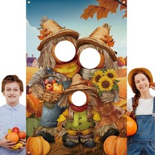 6x4 ft Autumn Pumpkin Photography Backdrop Head Cutout Thanksgiving Prop