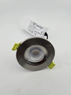 Integrierter LED Brandschutz Einbaustrahler 6W 3000K warmweiß Satin Nickel IP65 dimmbar