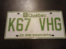 2010s Quebec Electric Vehicle License Plate. K67 VHG