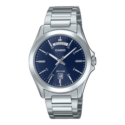 Casio MTP1370D-2A2V Men's Standard Day Date Stainless Steel Blue Dial Watch