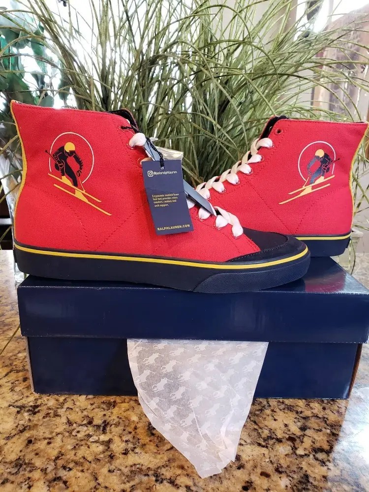 Vintage Polo Ralph Lauren Bear Stadium 1992 Snowbeach P Wing Rare Sneaker Sz 8.5