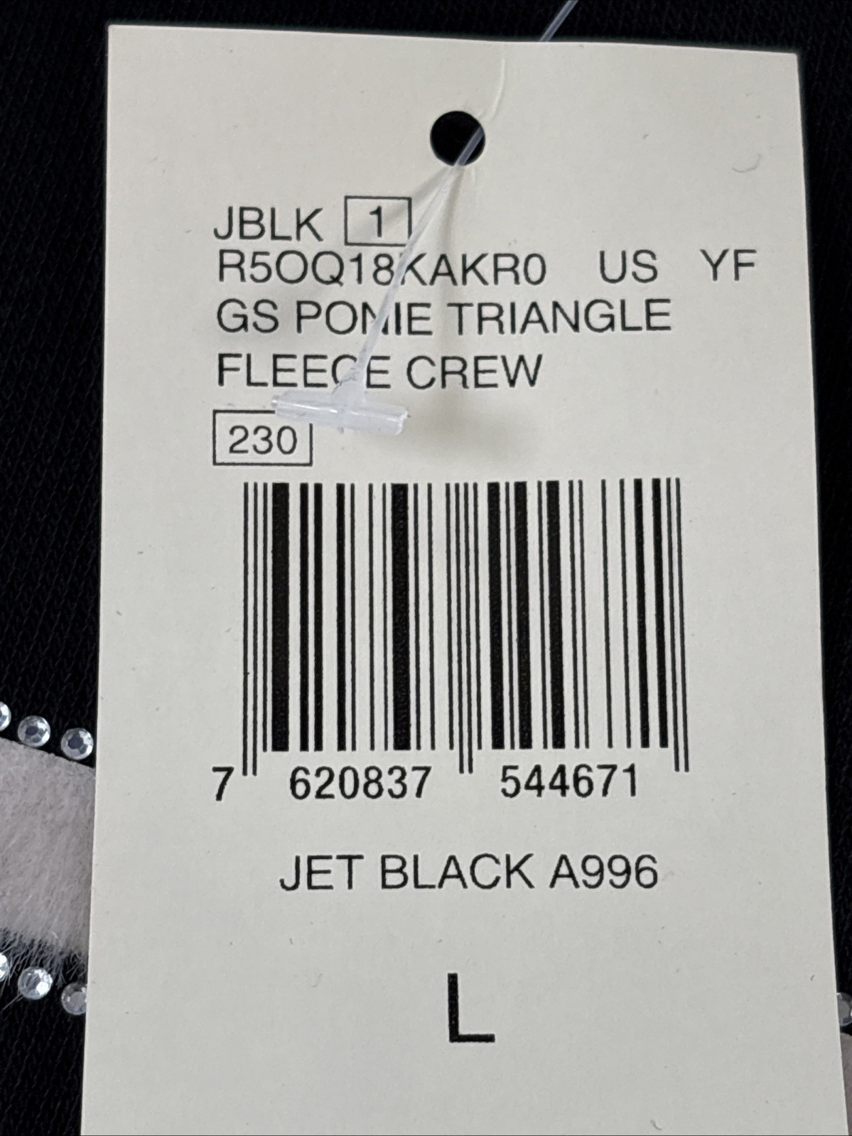 PONY Felpa girocollo Guess logo Ponie triangolo pile pullover nero taglia large