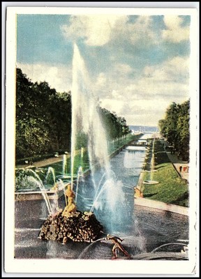 1964 Peterhof View Great Canal Samson Fountain L. Ziverta USSR Vintage P... K028