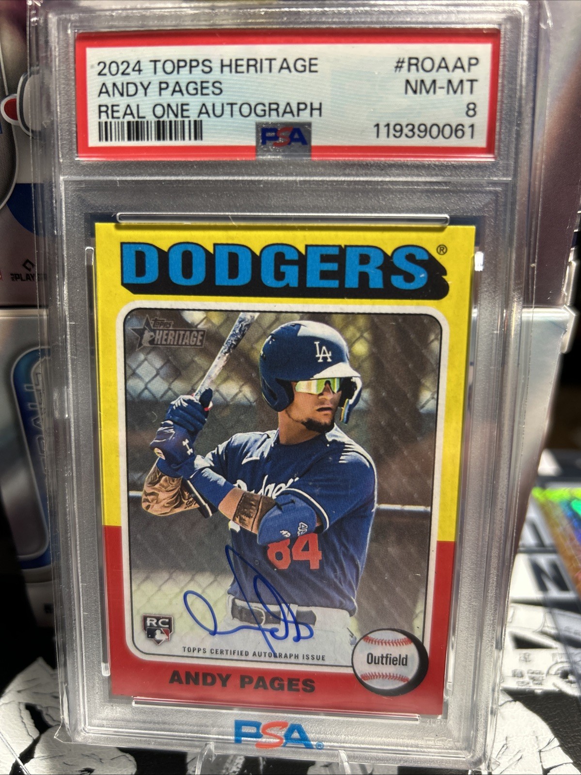 2024 Topps Heritage Real One Auto Andy Pages PSA 8 🔥🔥🔥