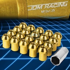 35mm Aluminum M12x1.25 6-Point 25mm OD Closed End Gold 20 Lug Nuts Set+Adapter