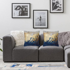 Navy Blue and Gold Throw Pillow Covers 18x18 in Set of 2 Modern Farmhouse Hom...