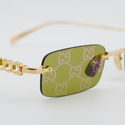 New Gucci GG1808S 002 Gold/Green with GG pattern Mirror 52  display picture 3
