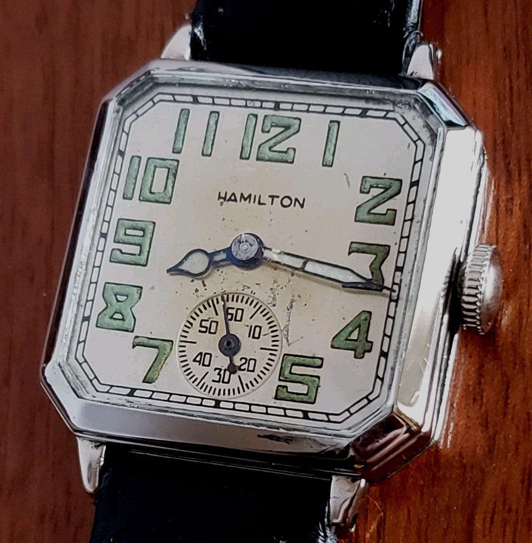 HAMILTONWHITE  14K GF CASE CUT CORNERS  WELL SERVICED WRIST WATCH  1926