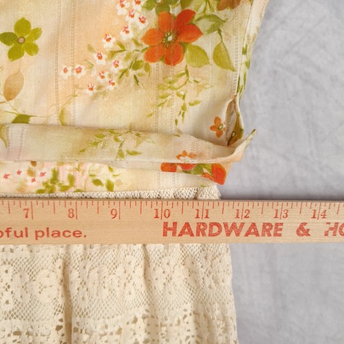 Maxi Vestido Vintage Lanz of Salzburg Para Mujer Pequeño Marfil Naranja Floral Encaje Crochet - Imagen 16 de 24