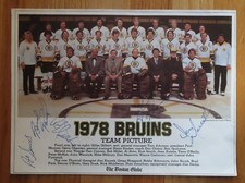1978 BOSTON BRUINS Team signed Photo 5x BRAD PARK RICK MIDDLETON GERRY CHEEVERS