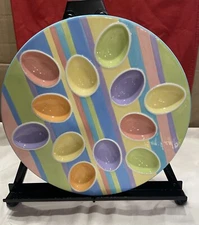 Blossoms And Blooms Colorful Easter Egg Deviled Egg Plate Serving Dish 12”.