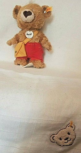 Steiff 014444 - Teddybär Knopf 25cm braun KFS + Buch "Mein Freund Knopf" NEU - Bild 2 von 12