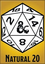DUNGEONS & DRAGONS NATURAL 20 MAGNET 2.5” X 3.5” NEW