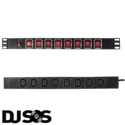 Pulse 19' Rackmount IEC Switch Panel PDU PC-08 Rack Switch Panel Kaltgerätesteckdosen