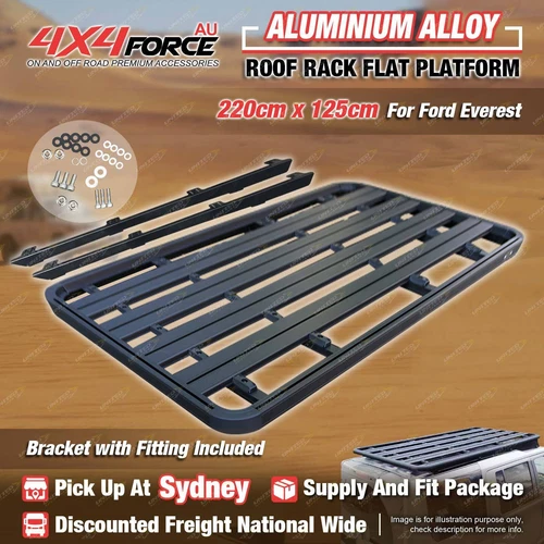 4X4FORCE 220 x 125cm Roof Rack Flat Platform with Bracket for Ford Everest SYD - Picture 1 of 2