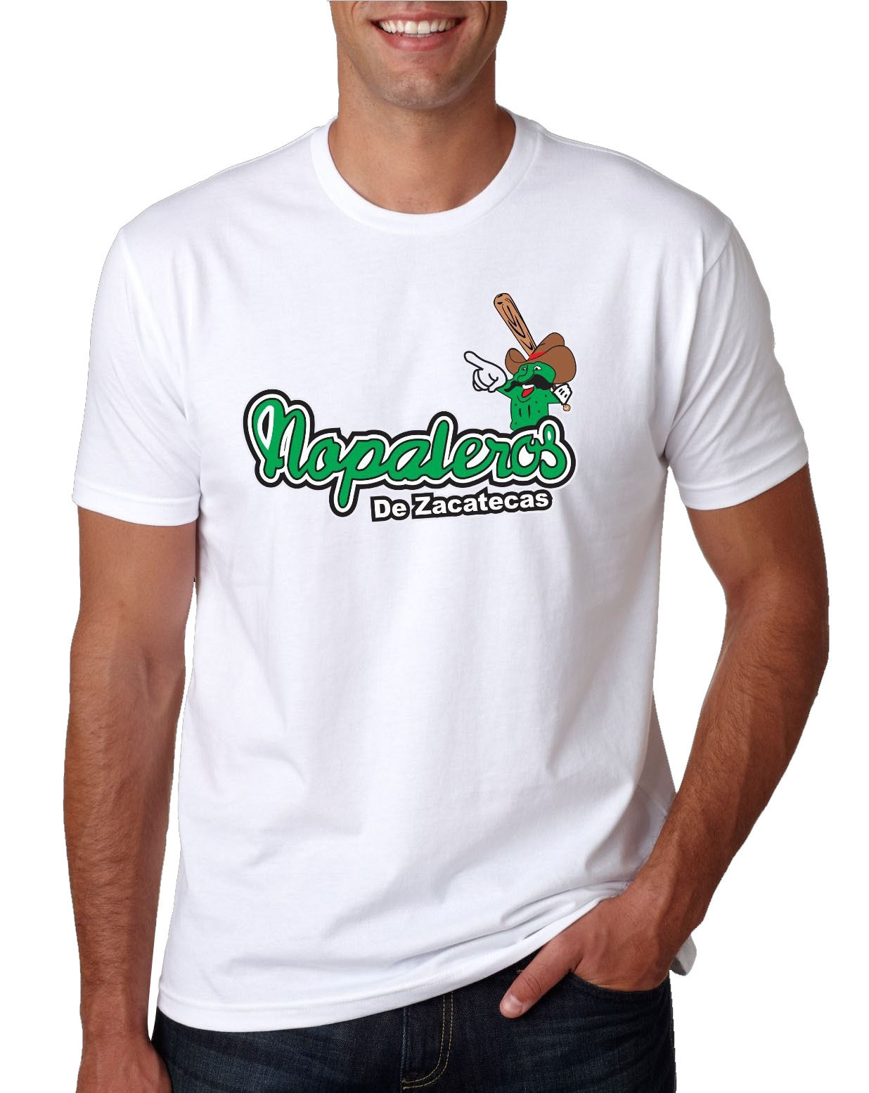 Baseball Men's TShirt Nopaleros de Zacatecas Color White 100 Cotton