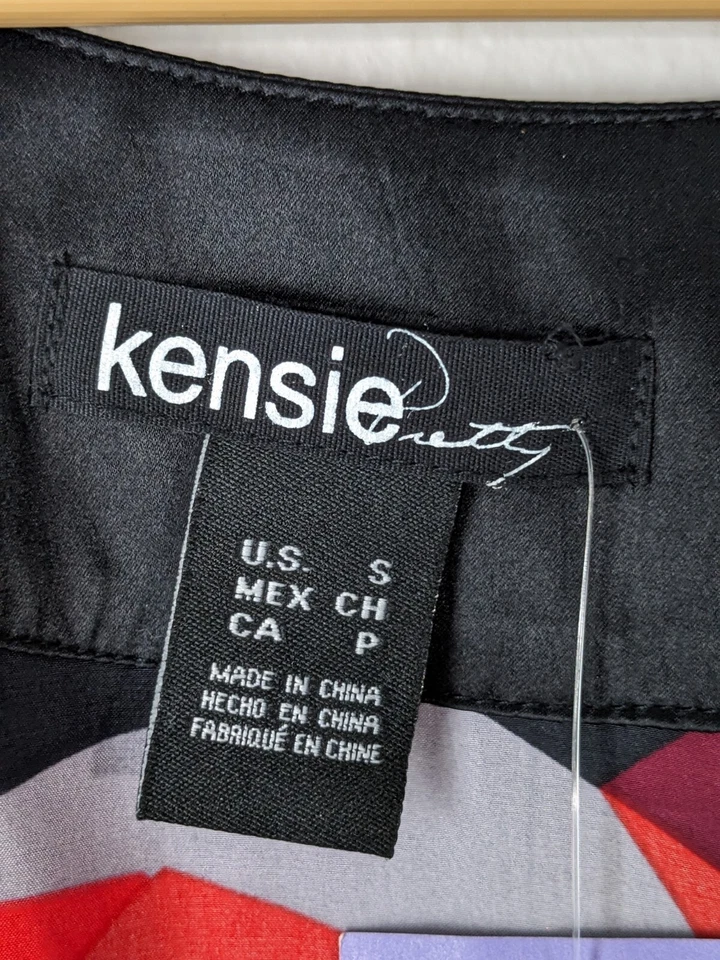 Nuevo con etiquetas Top Kensie Multicolor Estampado Geométrico Cuello Redondo 100 Seda Sin Mangas talla S63 Foto 3 de 4