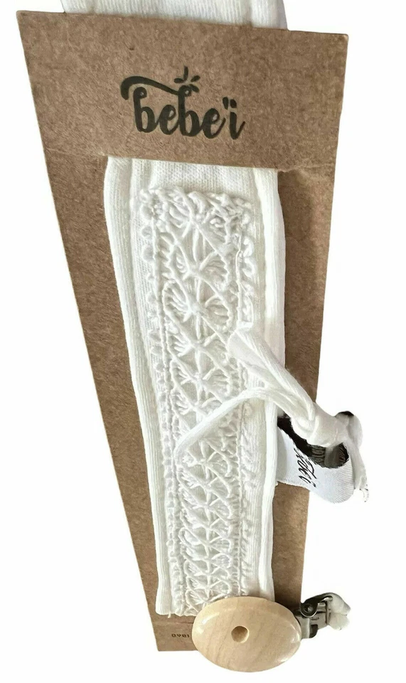 Handmade Baby Bebe’i Pacifier Chain Holder Clip Organic Fabric Ñanduti Lace - Image 3 of 4
