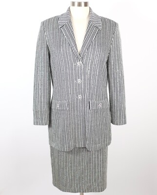 St John Marie Gray Evening 10 skirt suit long jacket black silver embellished