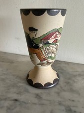 Basque Art Pottery VASE Signed GAIT Gaitaud R French Spanish Basque Pottery