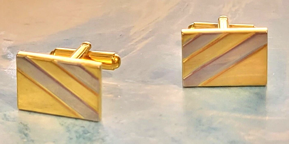 Vintage Gold  & Silver Cuff links, Mid-Century Gift for Him Cufflinks cl- - Image 2 of 4