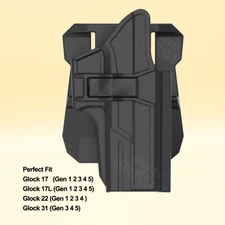 OWB Tactical Holster For Glock 17/22/31/34/35 Gen 1-4 Open End Right Hand Paddle