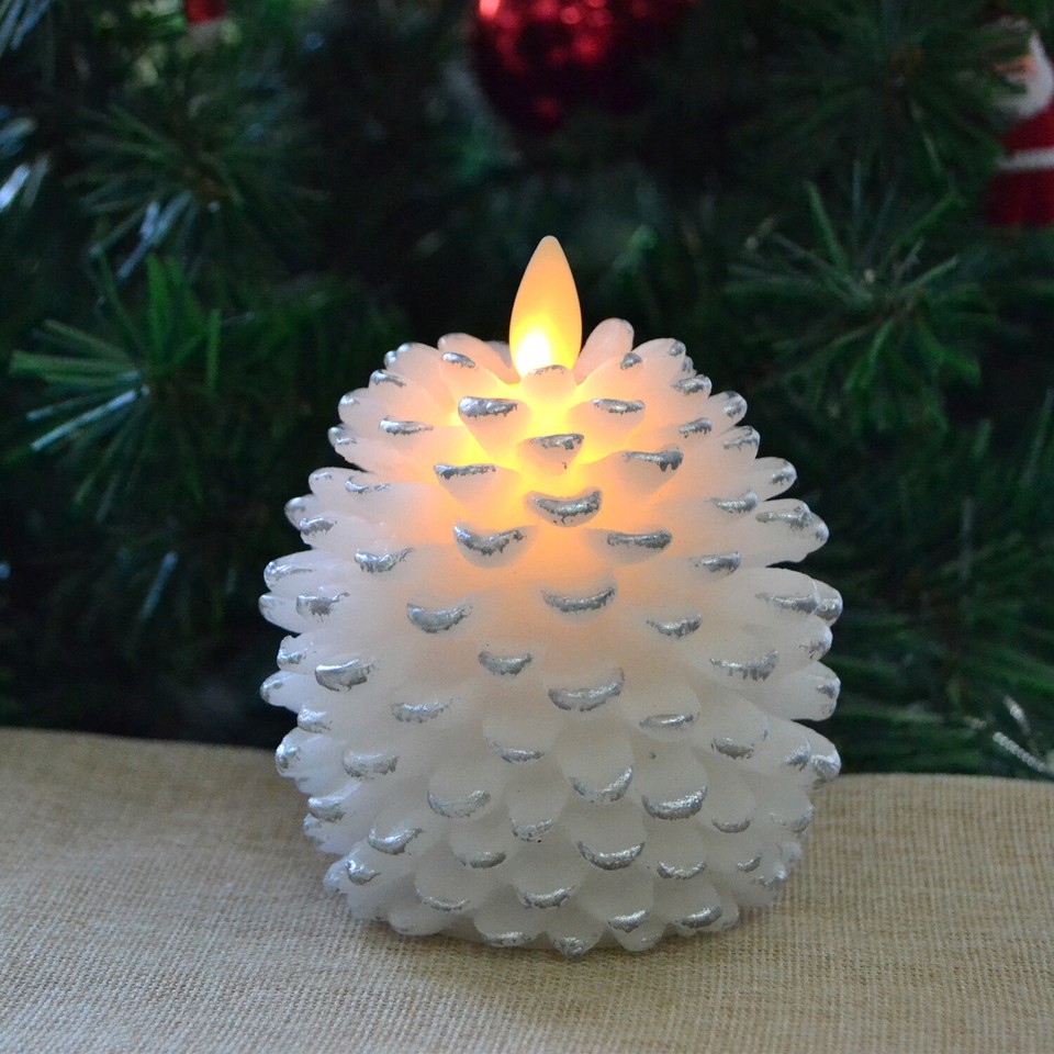 Luminara Pinecone Real Wax LED Candle Flameless Unscented Moving Wick