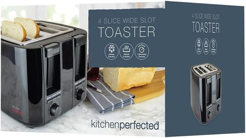 Black 4 Slice Toaster Variable Browning Defrost Reheat - Extra Wide Slot - Picture 12 of 12