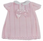 Short Sleeved Spanish Dress Knitted Lace Bow Pink 0 3 6 9 Months 1360 Baby Girls