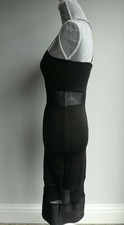 LADIES/TEENS BLACK BODYCON DRESS WITH SHEER INSERTS MISSGUIDED SIZE 8 