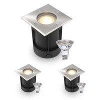 3Er Set Dimmbare Led Bodeneinbaustrahler Gartenstrahler In Eckiger Form
