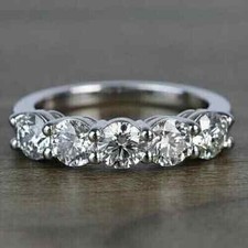 Lab-Created Diamond 2Ct Round Brilliant Cut Engagement Ring 14K White Gold Over